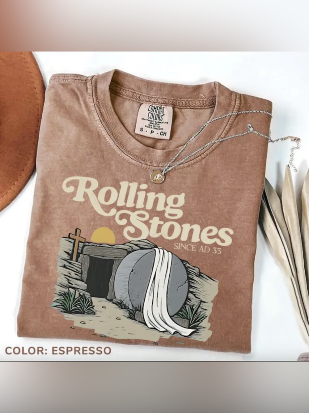 Comfort Colors Espresso Rolling Stones Graphic Tee - Earthtone Print